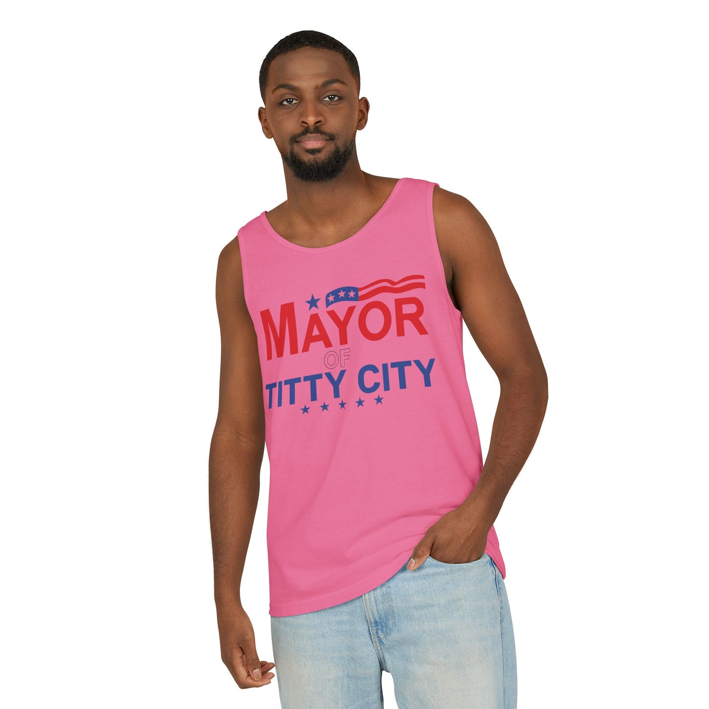 Mayor Of Titty City funny Tank top Unisex Garment-Dyed Tank Top