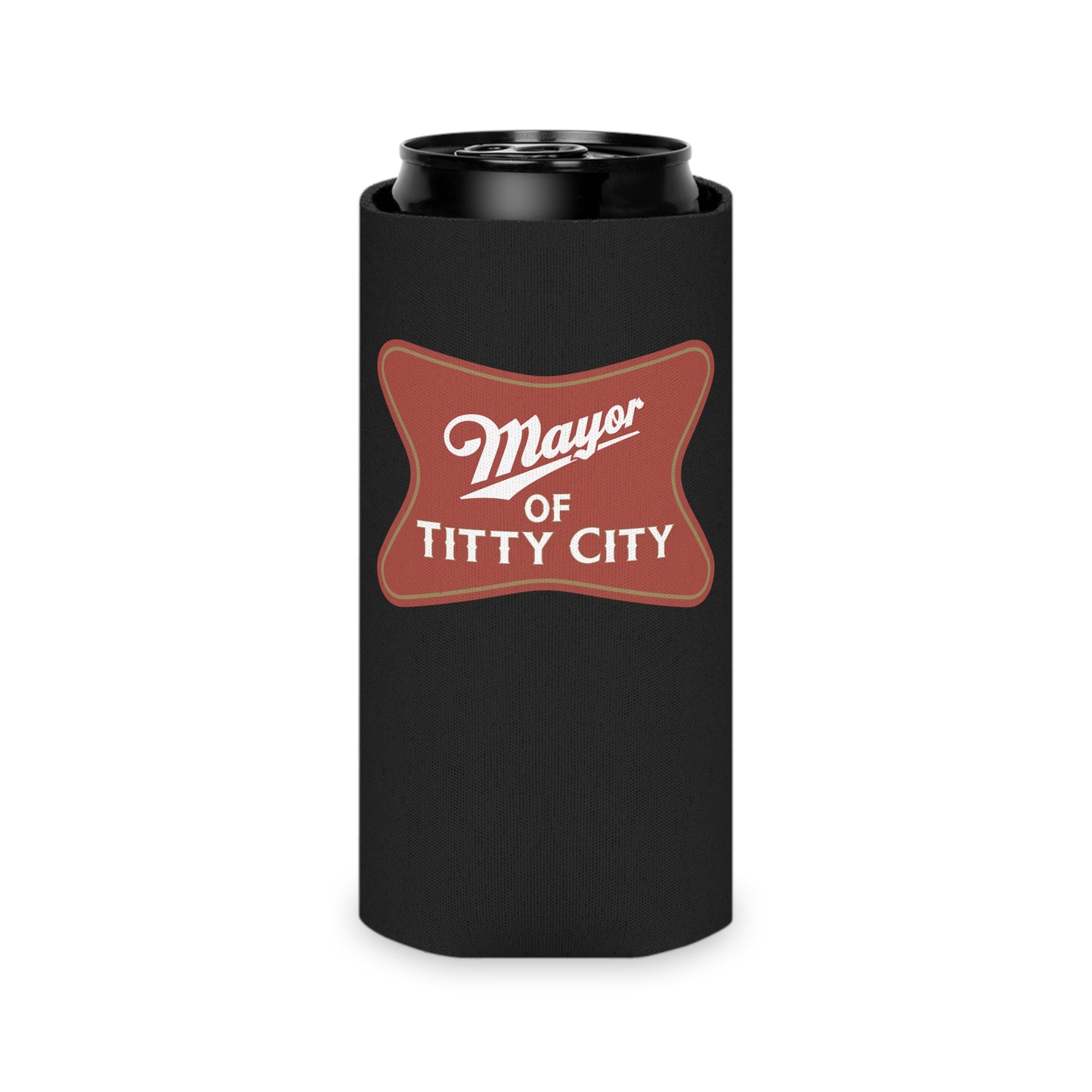 Mayor Of Titty City #3 Can Cooler - Fun & Quirky Drink Insulator for Parties & Celebrations