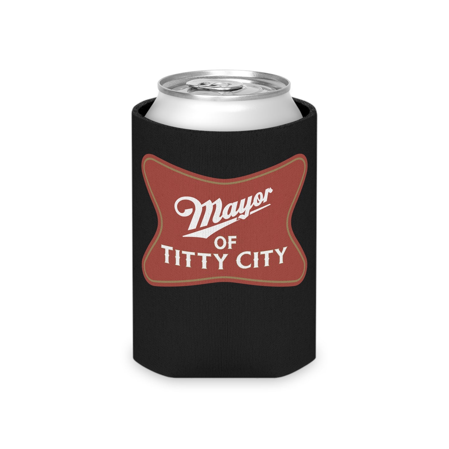 Mayor Of Titty City #3 Can Cooler - Fun & Quirky Drink Insulator for Parties & Celebrations