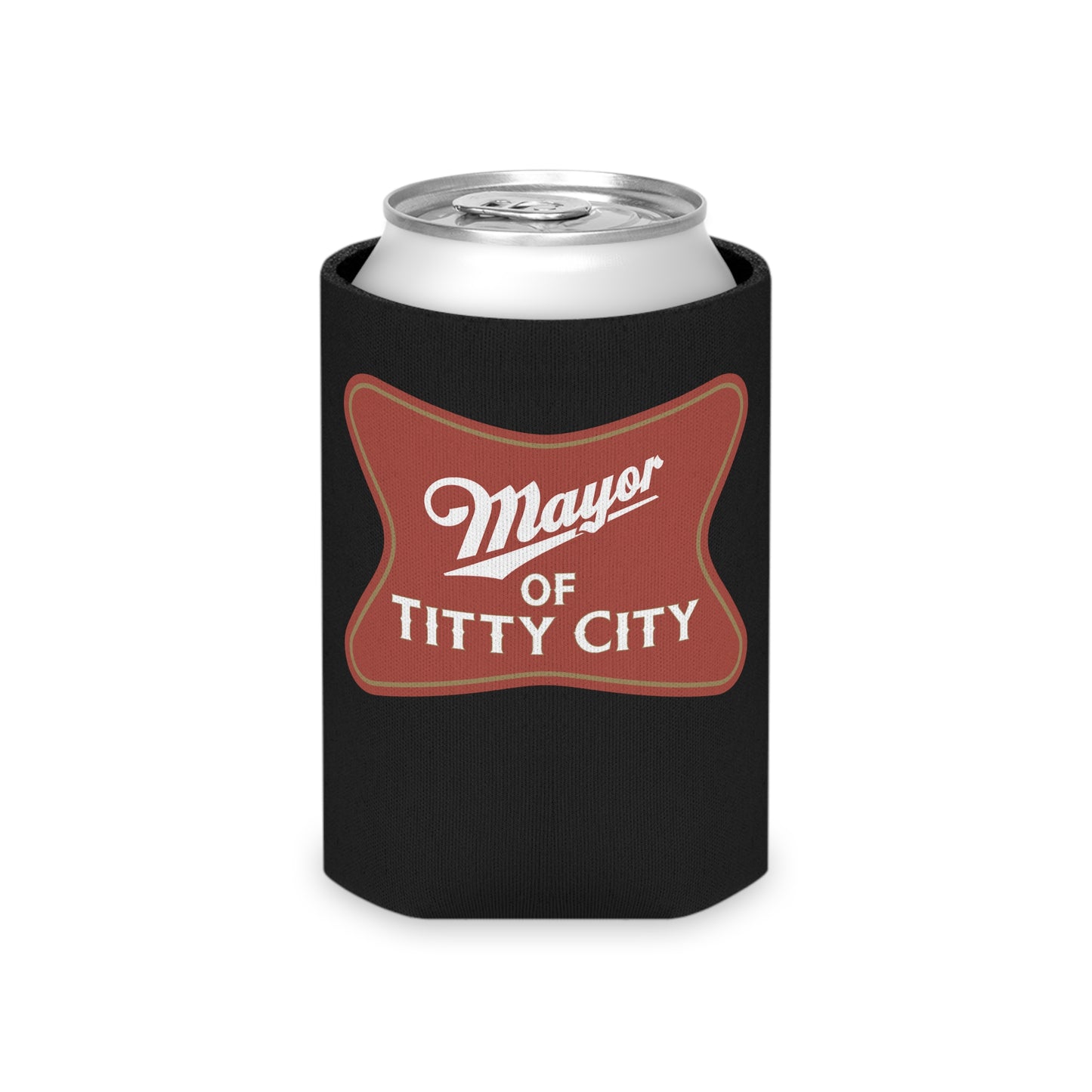 Mayor Of Titty City #3 Can Cooler - Fun & Quirky Drink Insulator for Parties & Celebrations