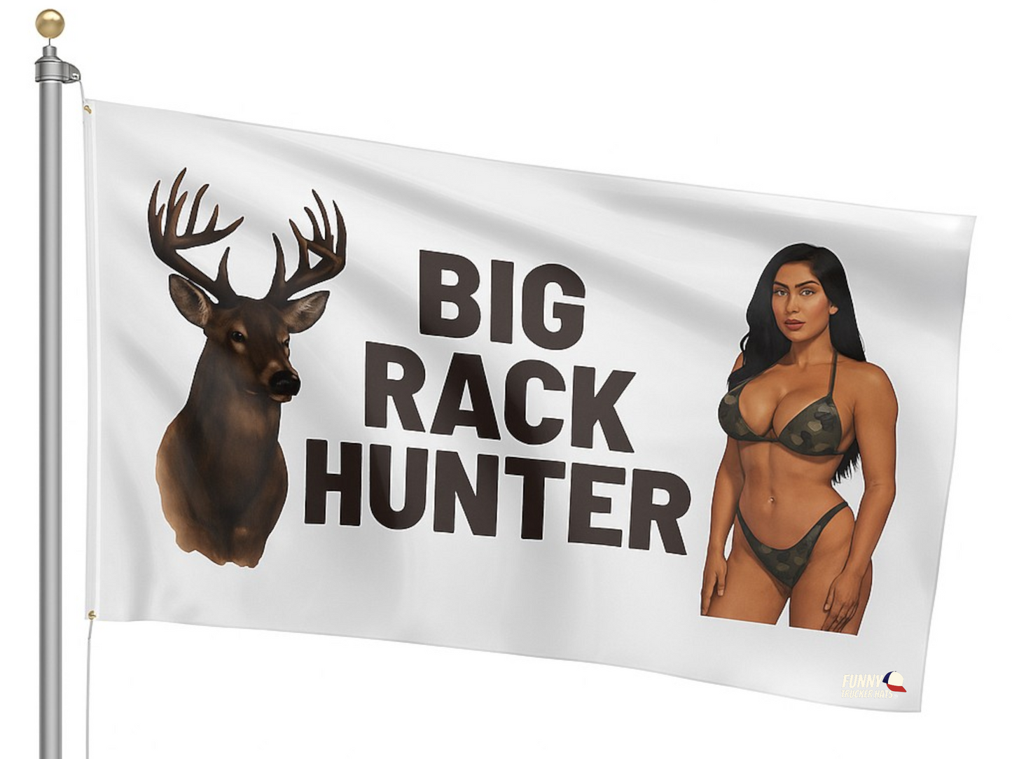 Big Rack Hunter 3x5 Wall Decor Banner Hunting Flag