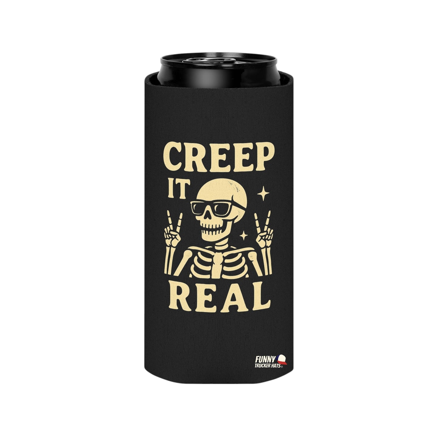 Creep It Real Skeleton Halloween Ghost Beer Sleeve Coolie
