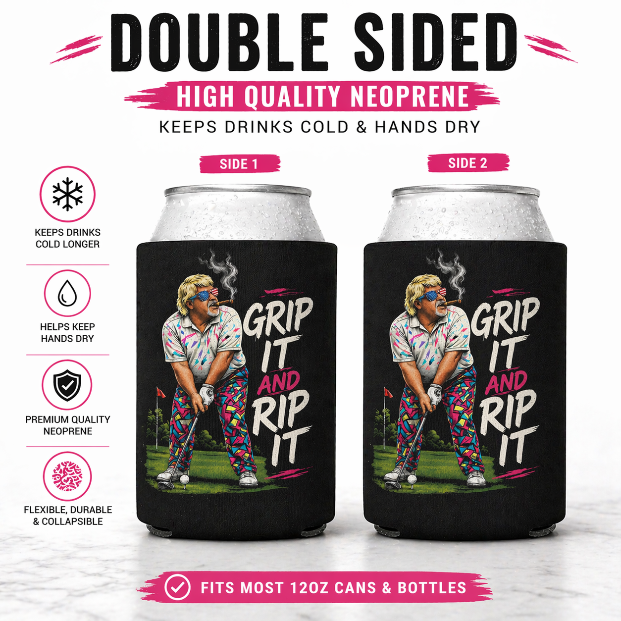 Grip It And Rip It Beer Can Sleeve Golf Beer Can Cooler Holder