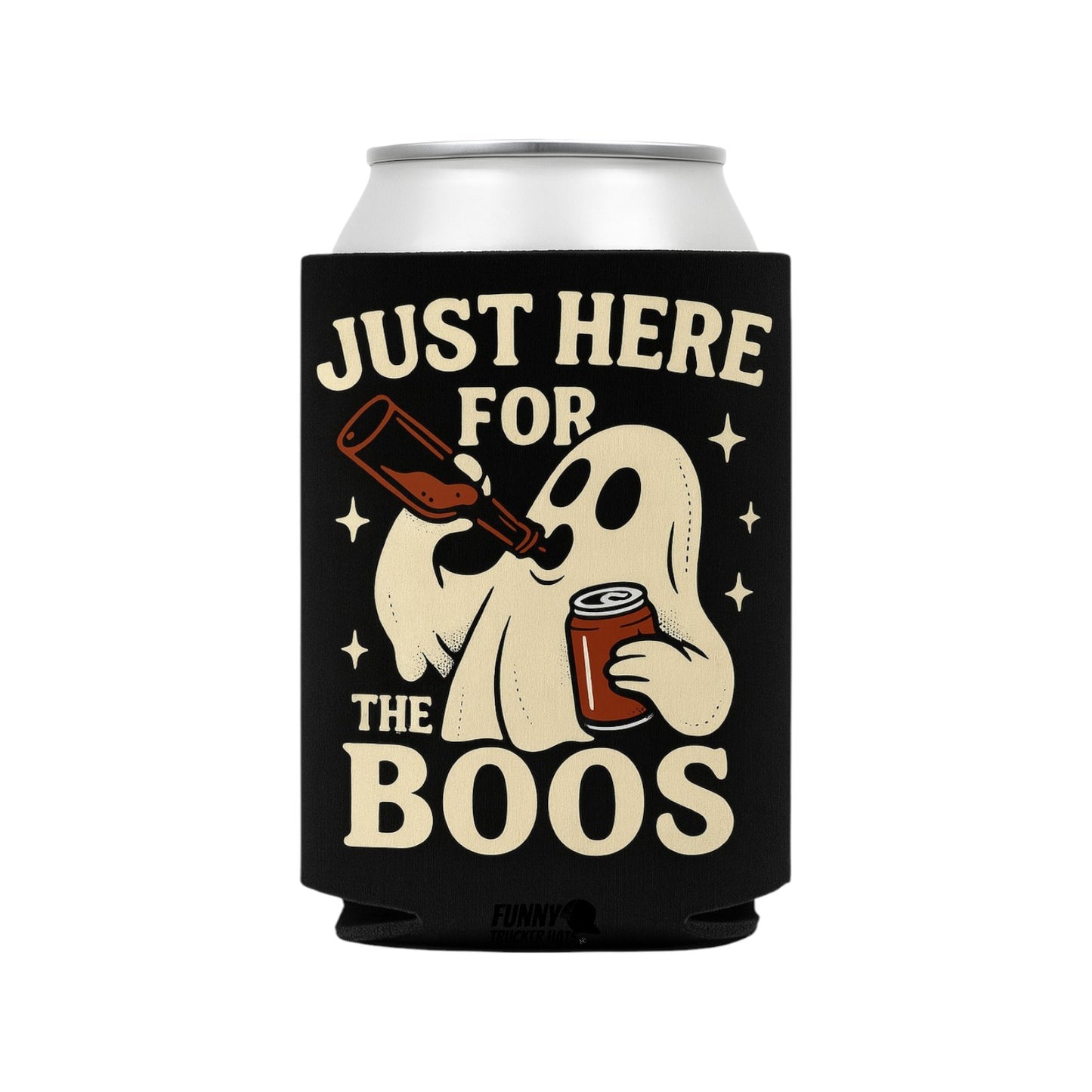 Just Here For The Boos Halloween Ghost Beer Sleeve Coolie