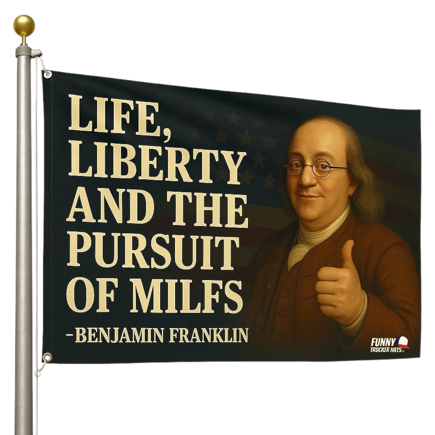 Life Liberty and the Pursuit Of MILFS Benjamin Franklin 3x5 Wall Decor Funny wall Banner