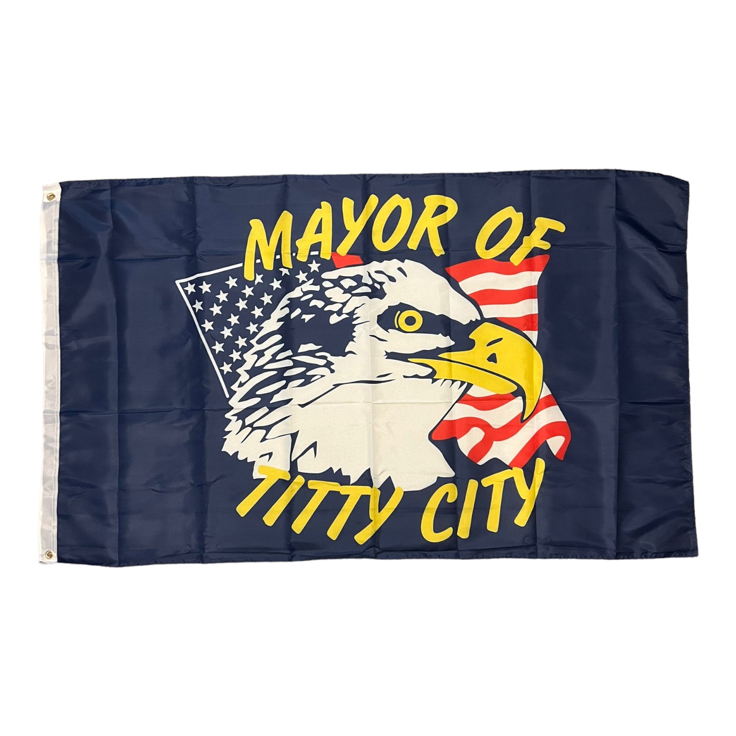 Mayor Of Titty City Bald Eagle Flag 3x5 Wall Decor Banner