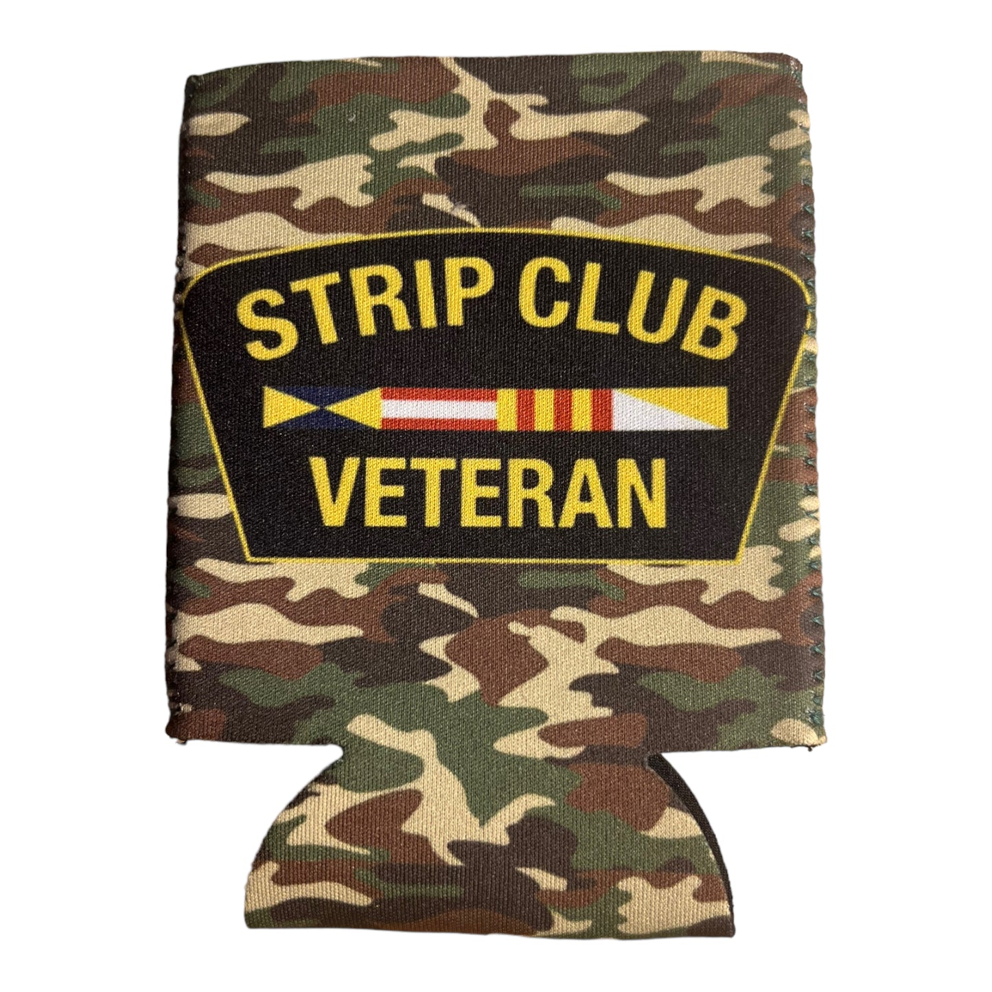 Strip Club Veteran Beer Can Cooler Holder Sleeve Camouflage/Camo