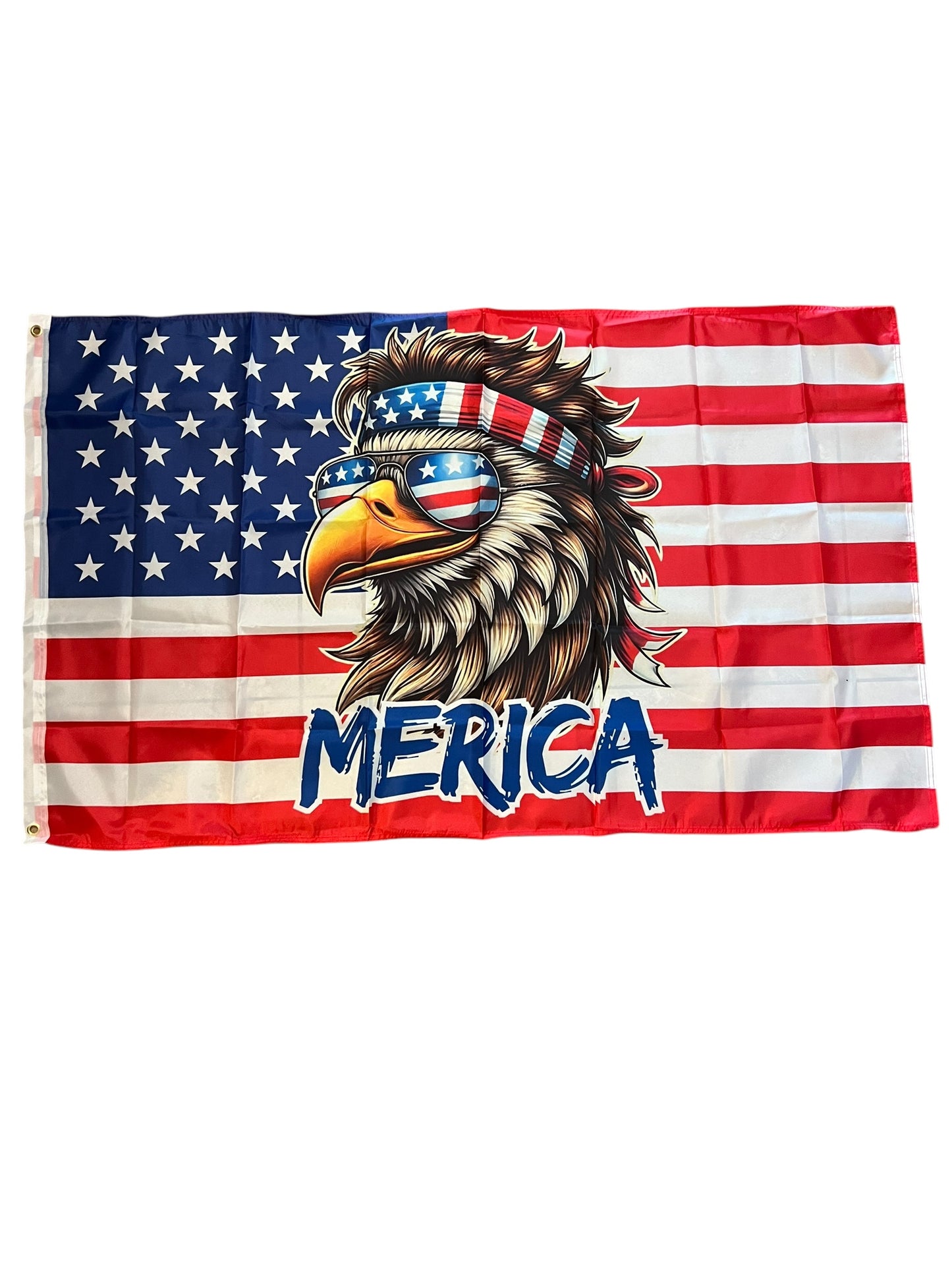 Merica Bald Eagle American Flag 3x5 Wall Decor Banner