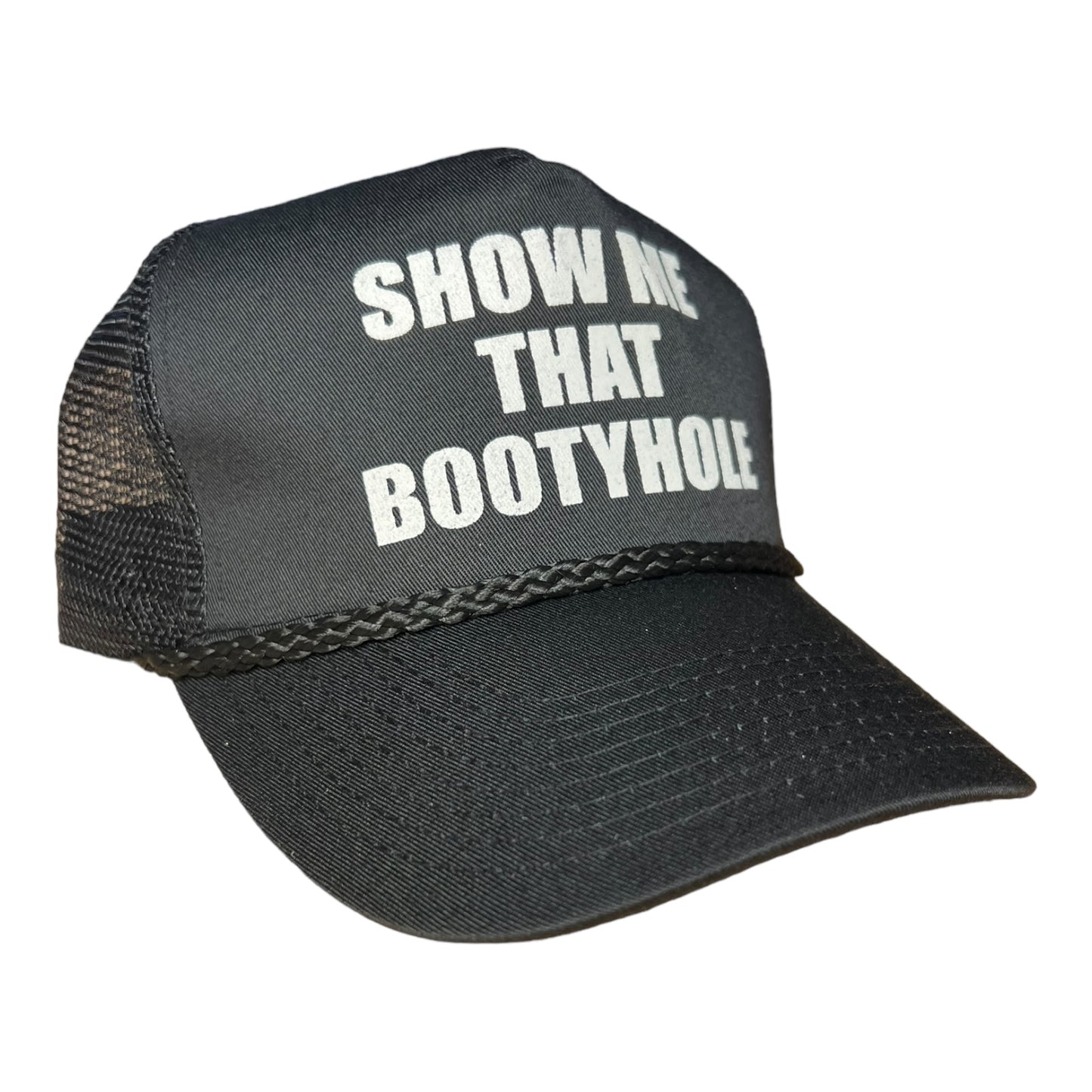Show Me That Bootyhole Funny Trucker Hat Funny Trucker Hat Black