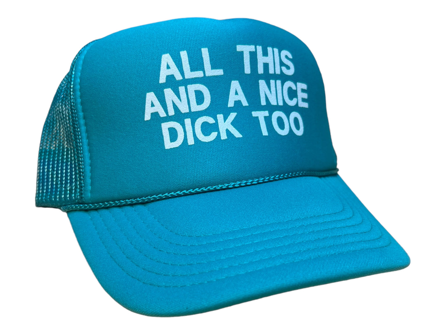 All This And A Nice Dick Too Funny Trucker Hat Teal
