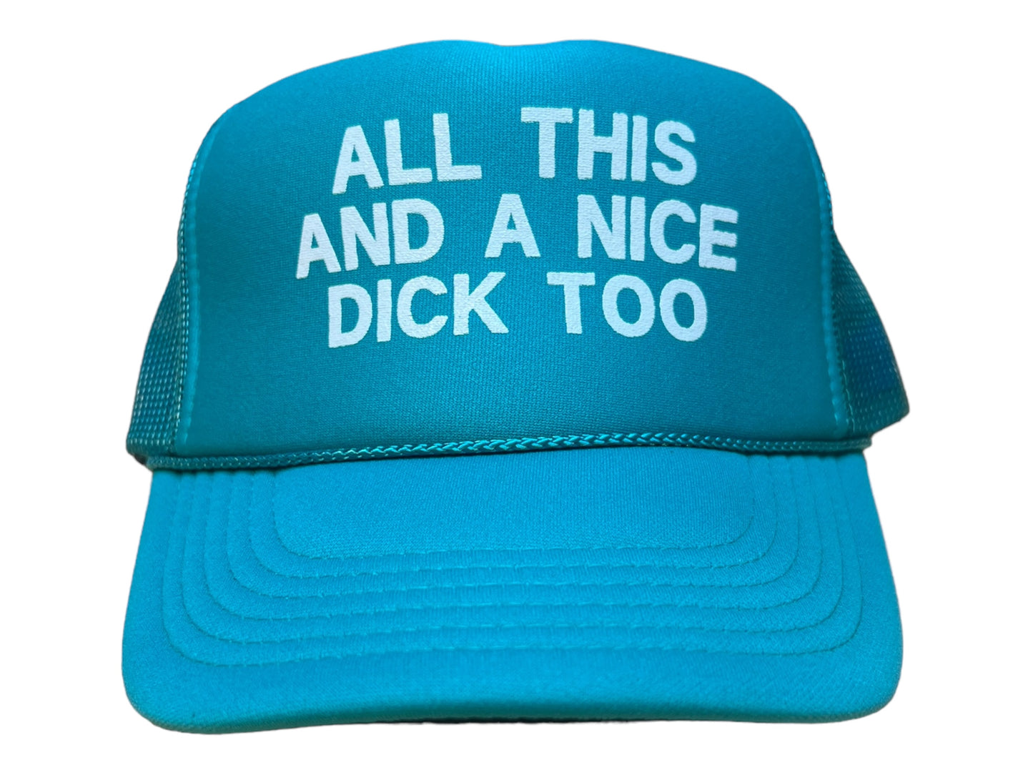 All This And A Nice Dick Too Funny Trucker Hat Teal