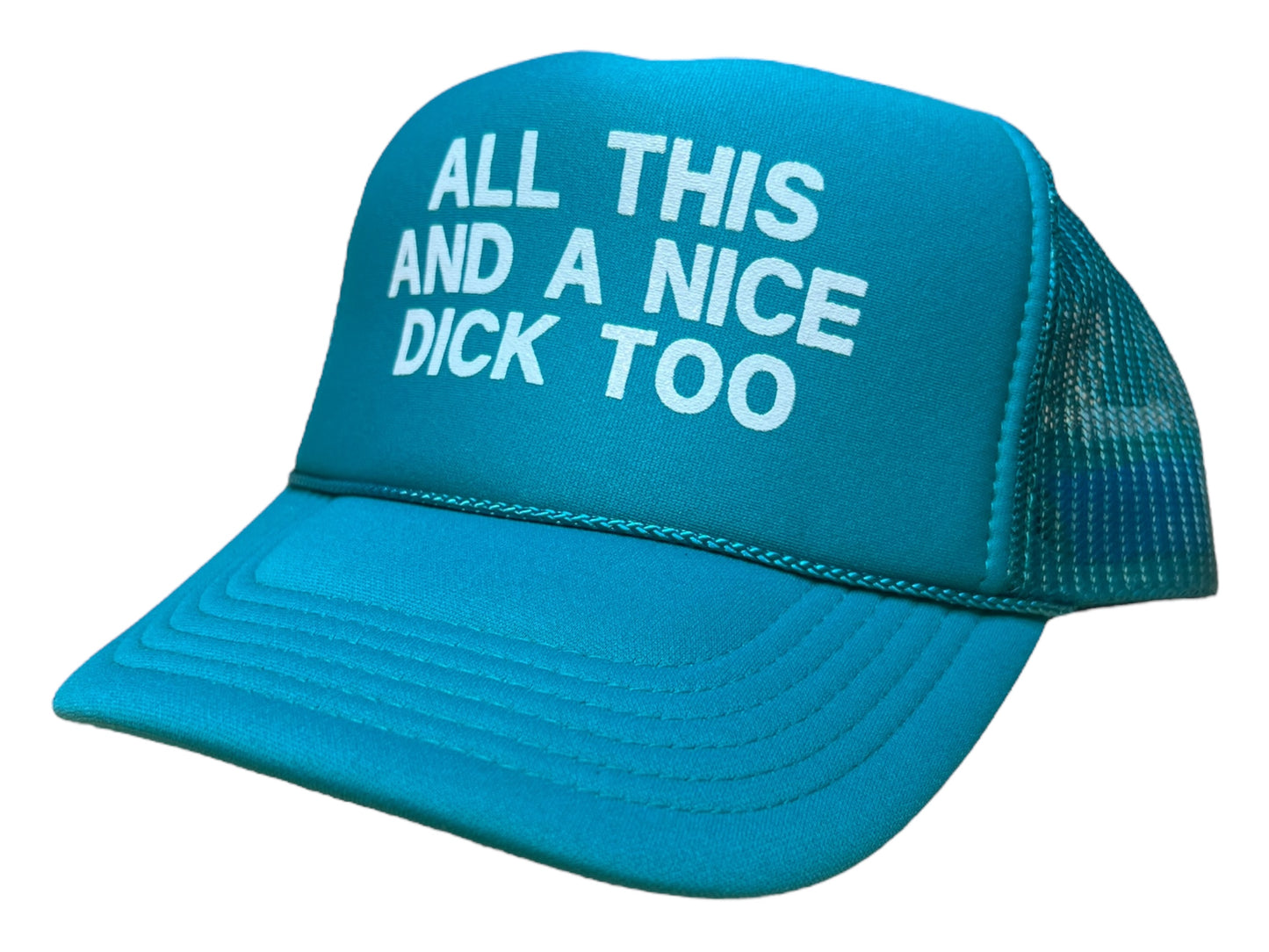 All This And A Nice Dick Too Funny Trucker Hat Teal