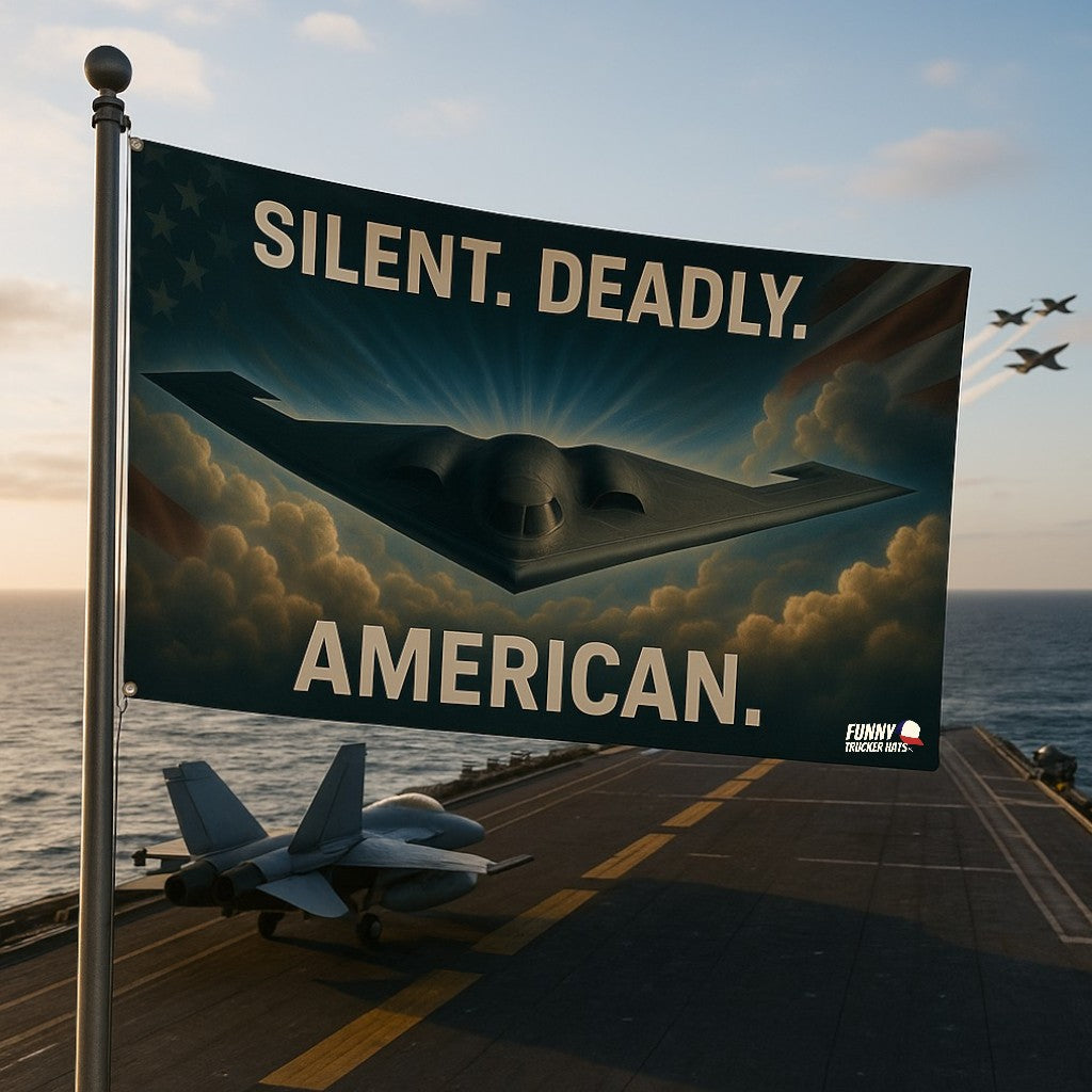 Silent Deadly American B-2 bomber Flag 3x5 Wall Decor Funn wall Banner