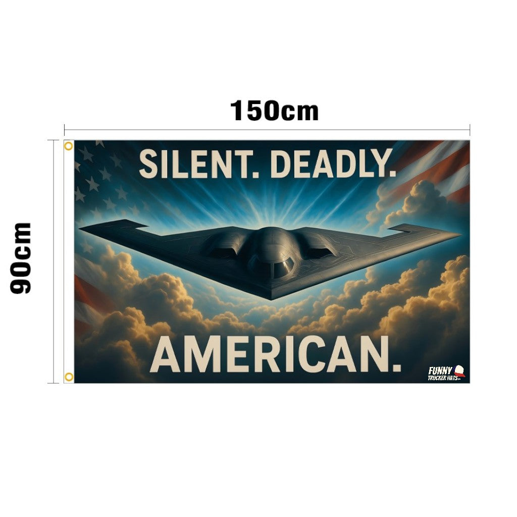 Silent Deadly American B-2 bomber Flag 3x5 Wall Decor Funn wall Banner