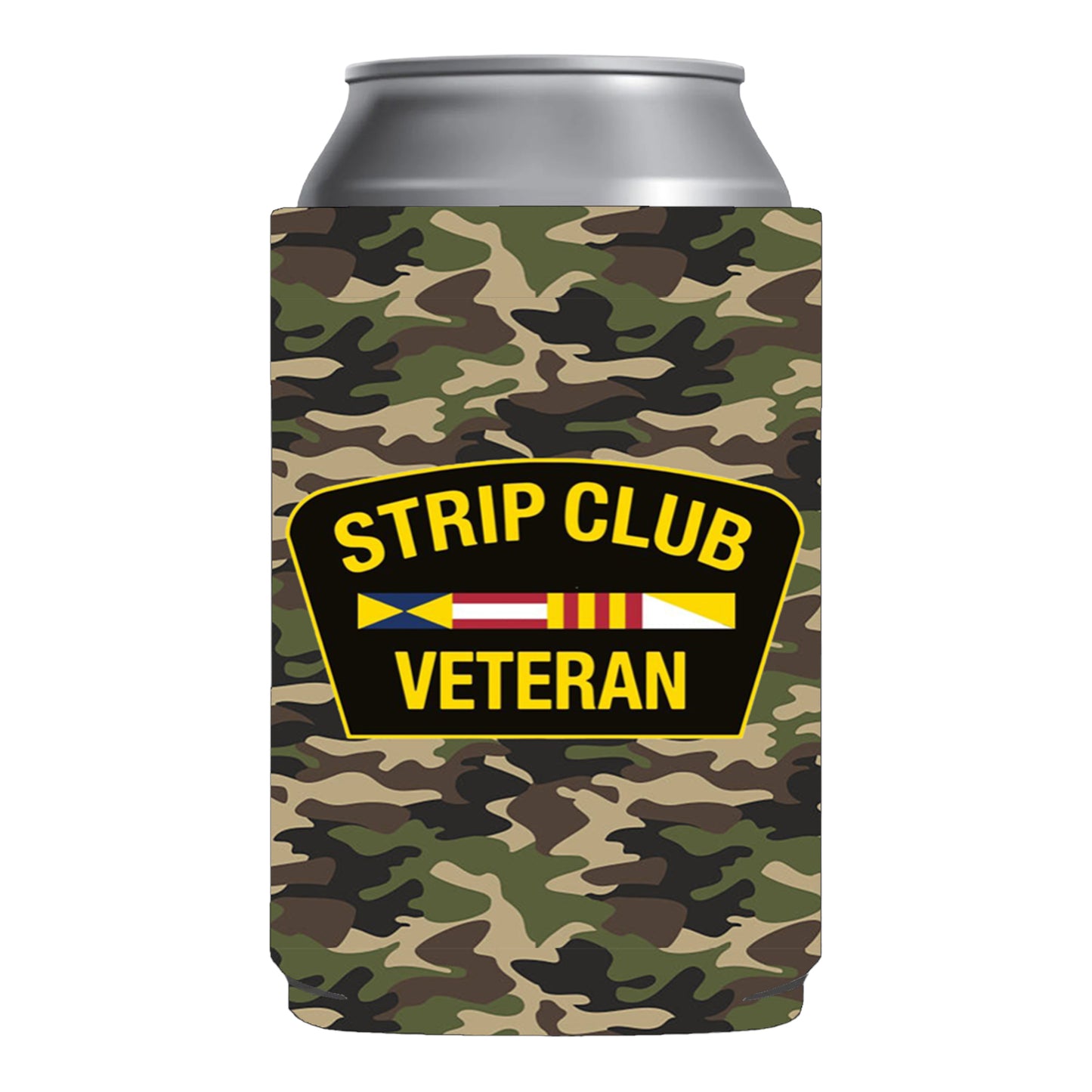 Strip Club Veteran Beer Can Cooler Holder Sleeve Camouflage/Camo