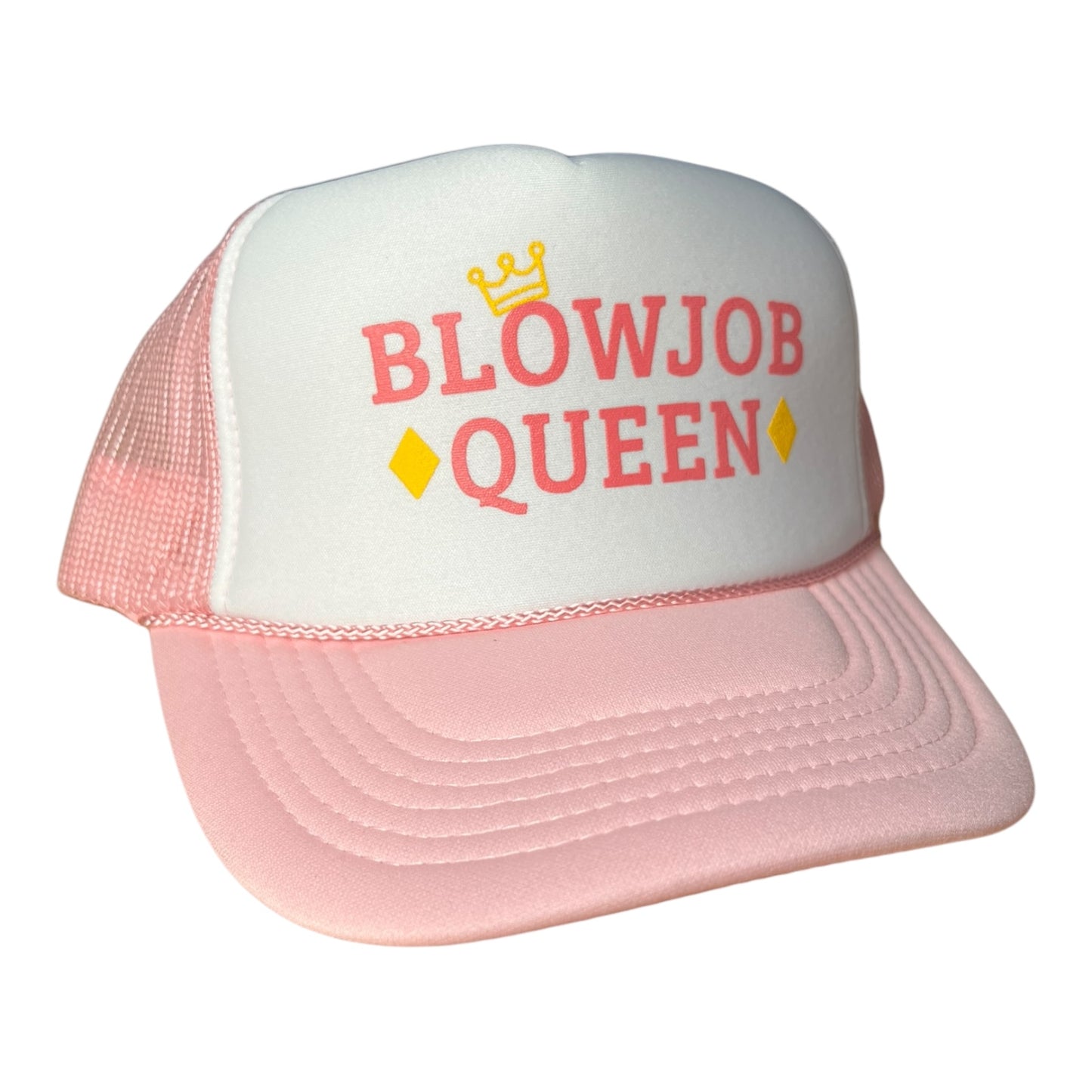 Blowjob Queen Trucker Hat Funny Trucker Hat Pink/White