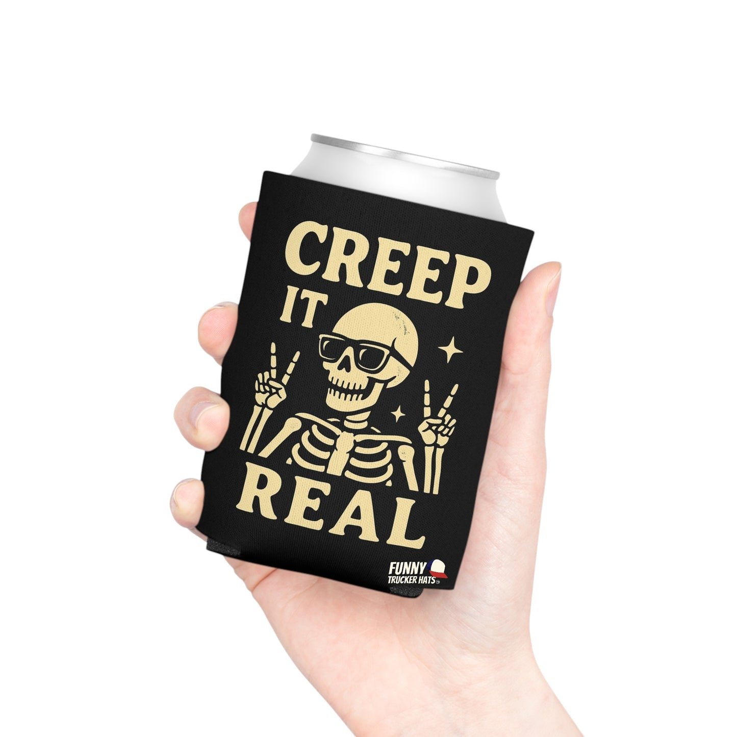 Creep It Real Skeleton Halloween Ghost Beer Sleeve Coolie