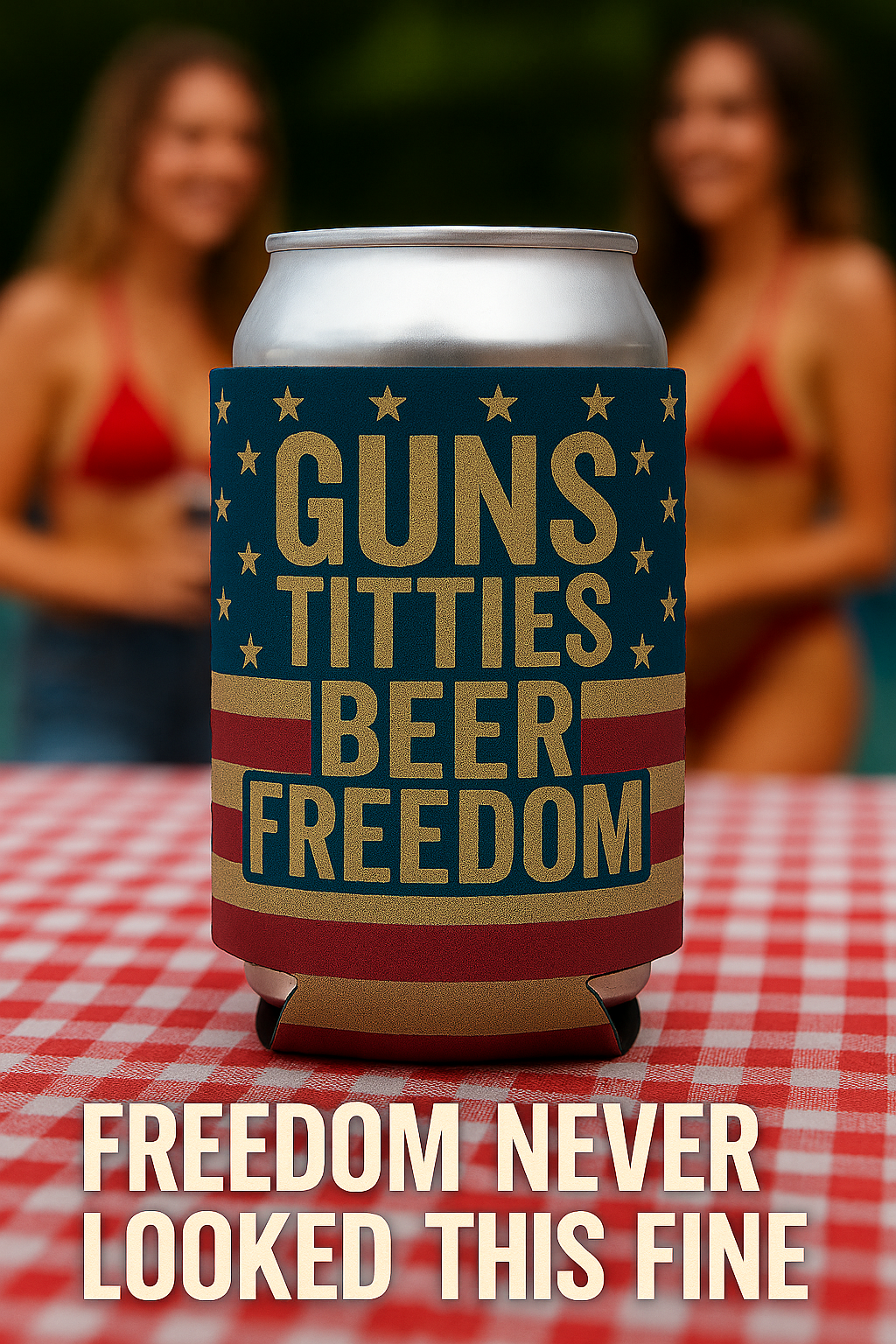 Gun Titties Beer Freedom Can Coolie Funny beer holder
