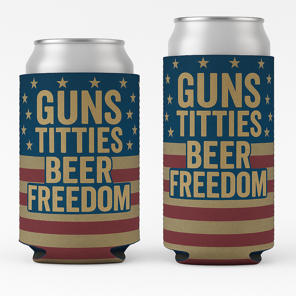 Gun Titties Beer Freedom Can Coolie Funny beer holder