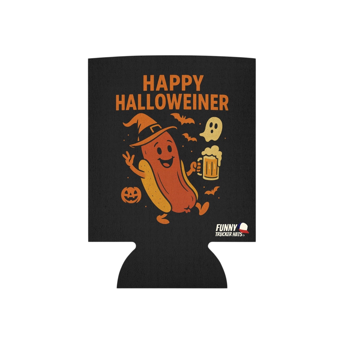 Happy Halloweiner Halloween Ghost Beer Sleeve Coolie