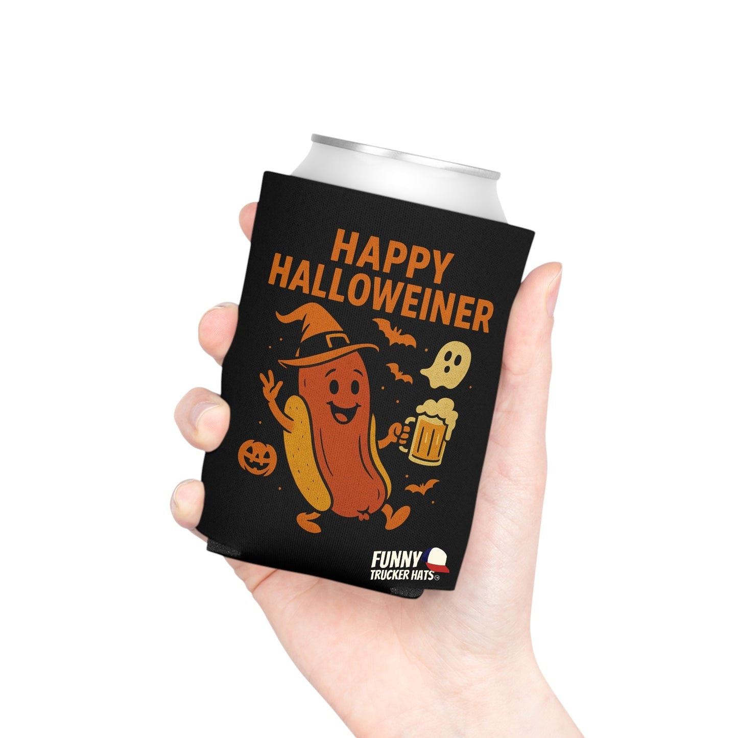 Happy Halloweiner Halloween Ghost Beer Sleeve Coolie