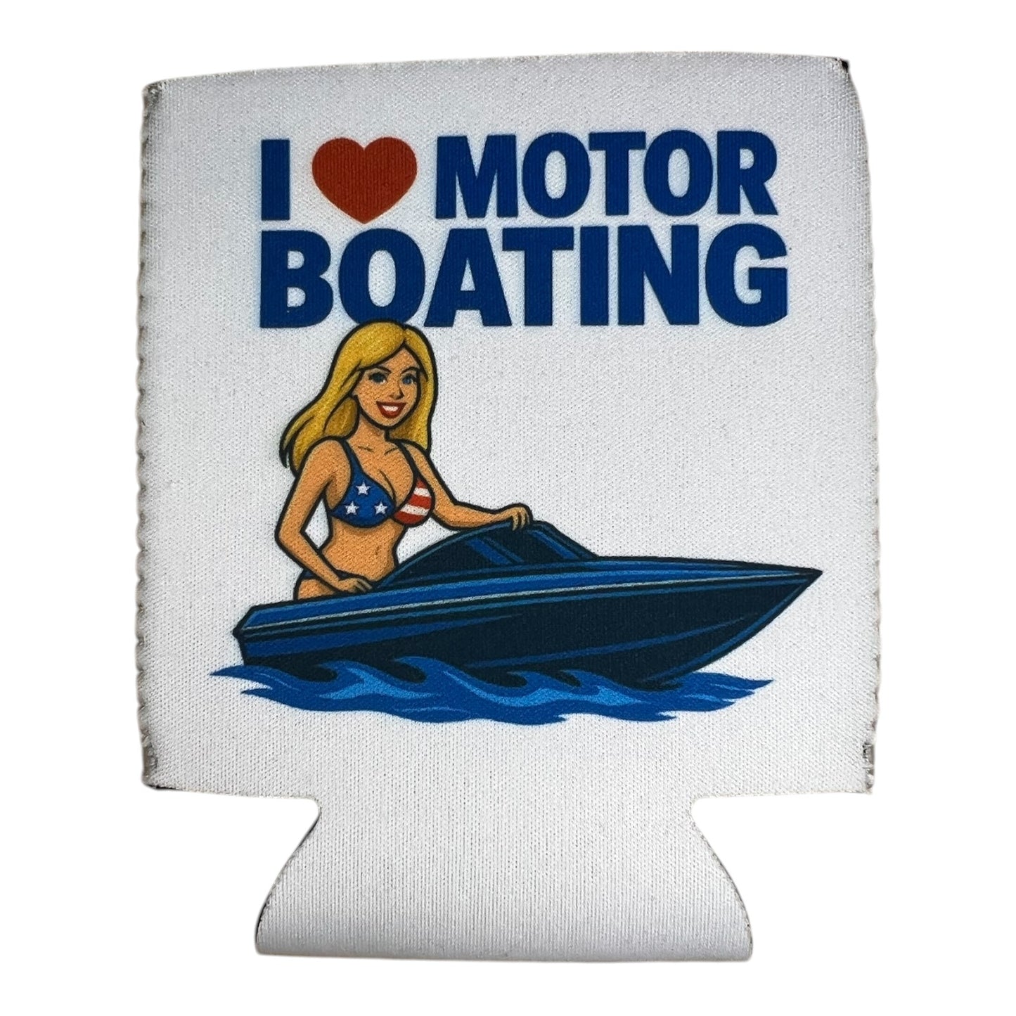 I Love Motor Boating Beer Coolie Beer Sleeve