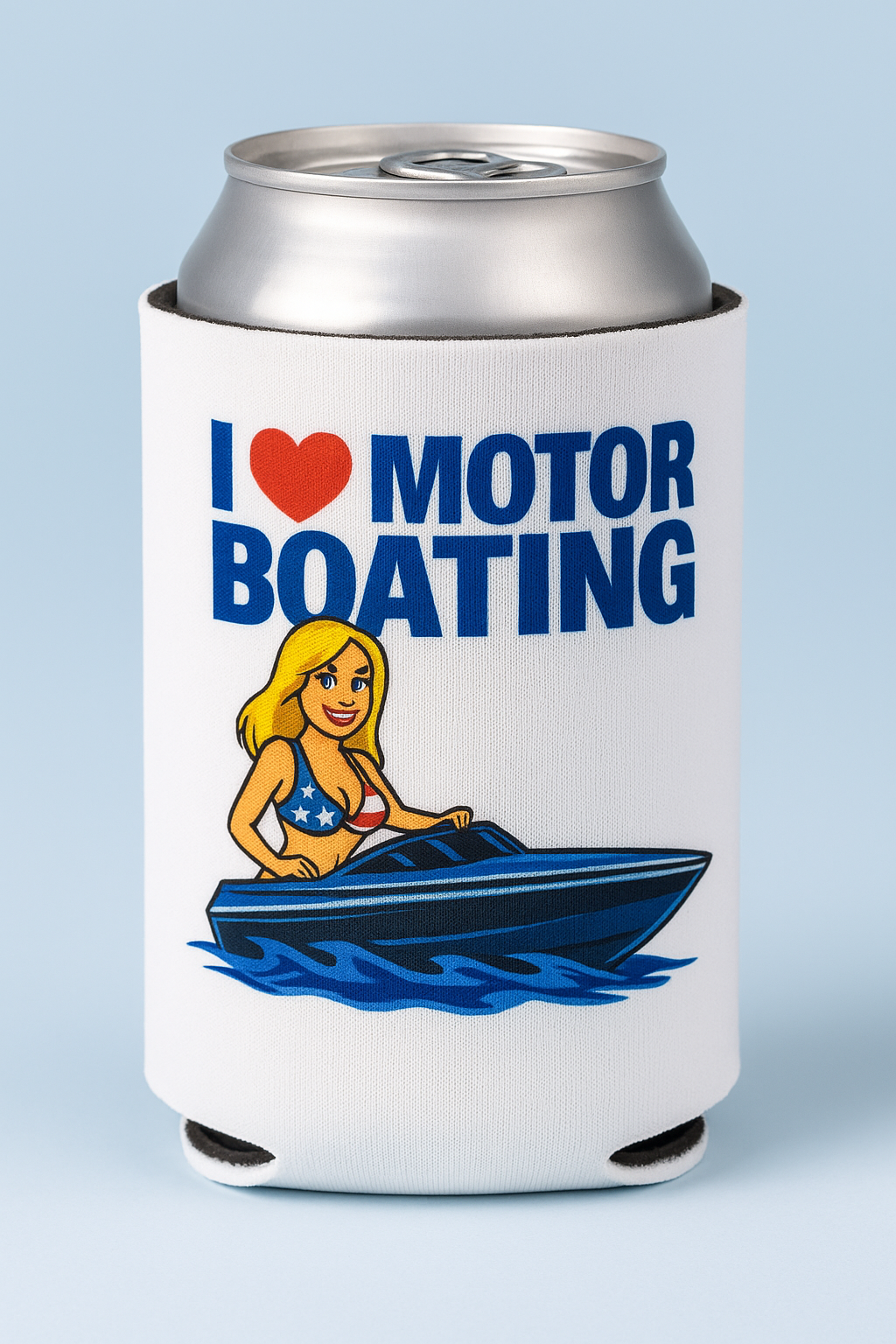 I Love Motor Boating Beer Coolie Beer Sleeve