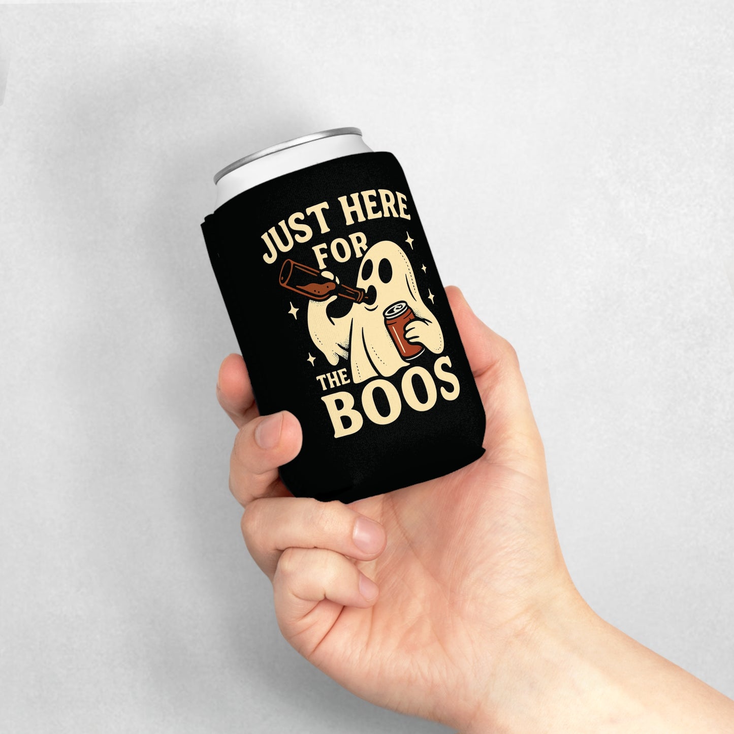 Just Here For The Boos Halloween Ghost Beer Sleeve Coolie