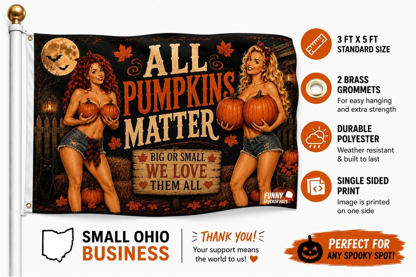 All Pumpkins Matter Halloween Flag | Funny 3x5 Fall Porch Flag