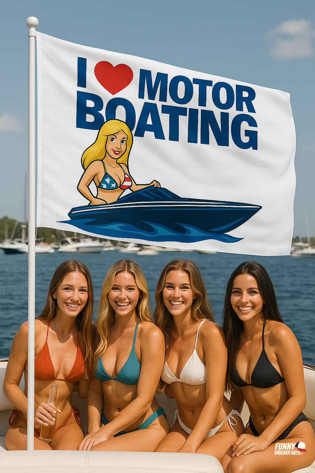 I Love Motor Boating Flag 3x5 Wall Decor Funn wall Banner