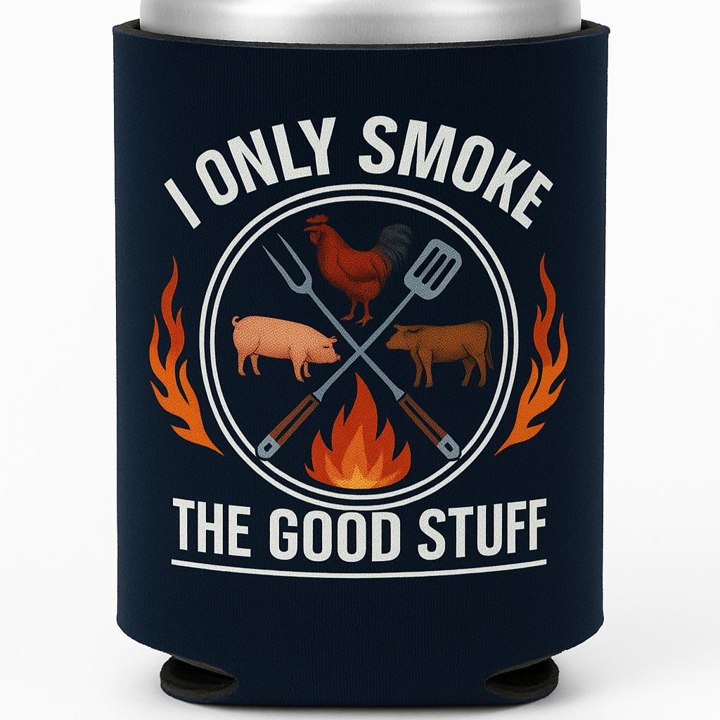 I Only Smoke The Good Stuff BBQ Beer Coolie Beer Sleeve
