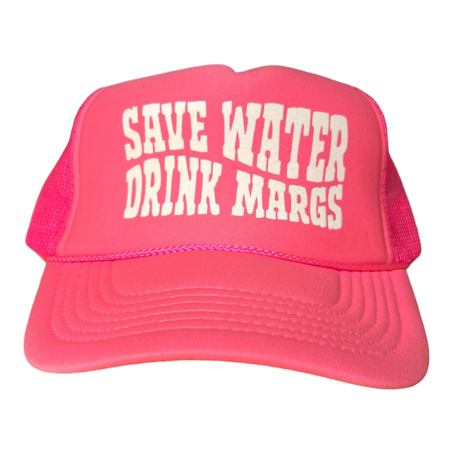 Save Water Drink Margs Hat Funny Trucker Hat Hot Pink