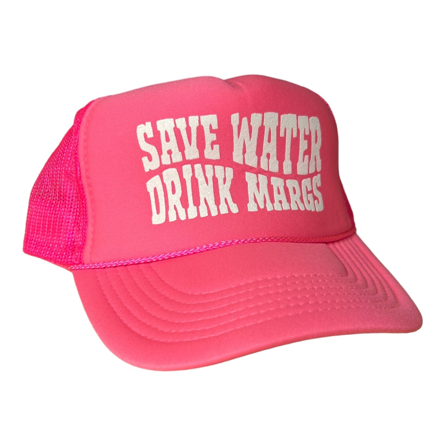 Save Water Drink Margs Hat Funny Trucker Hat Hot Pink