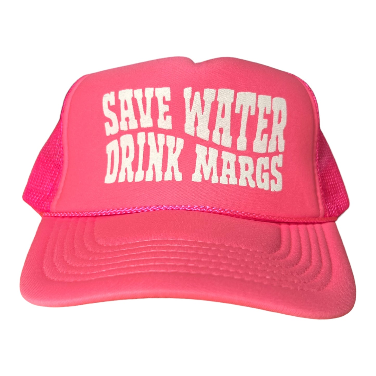 Save Water Drink Margs Hat Funny Trucker Hat Hot Pink