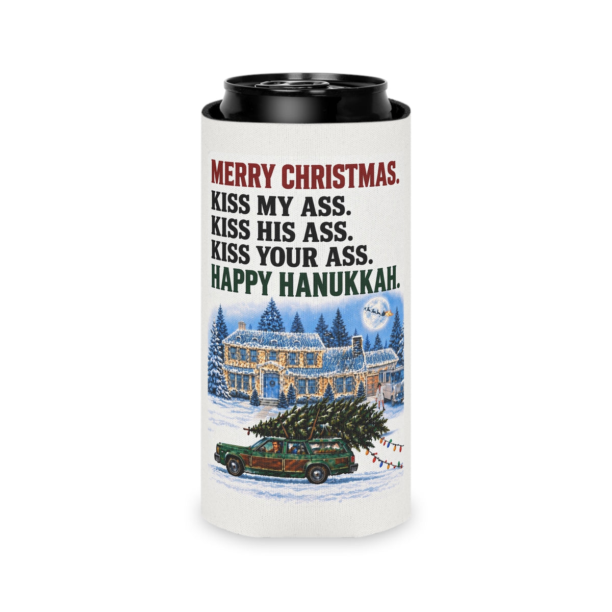 Merry Christmas Kiss My Ass Can Cooler β Regular or Slim