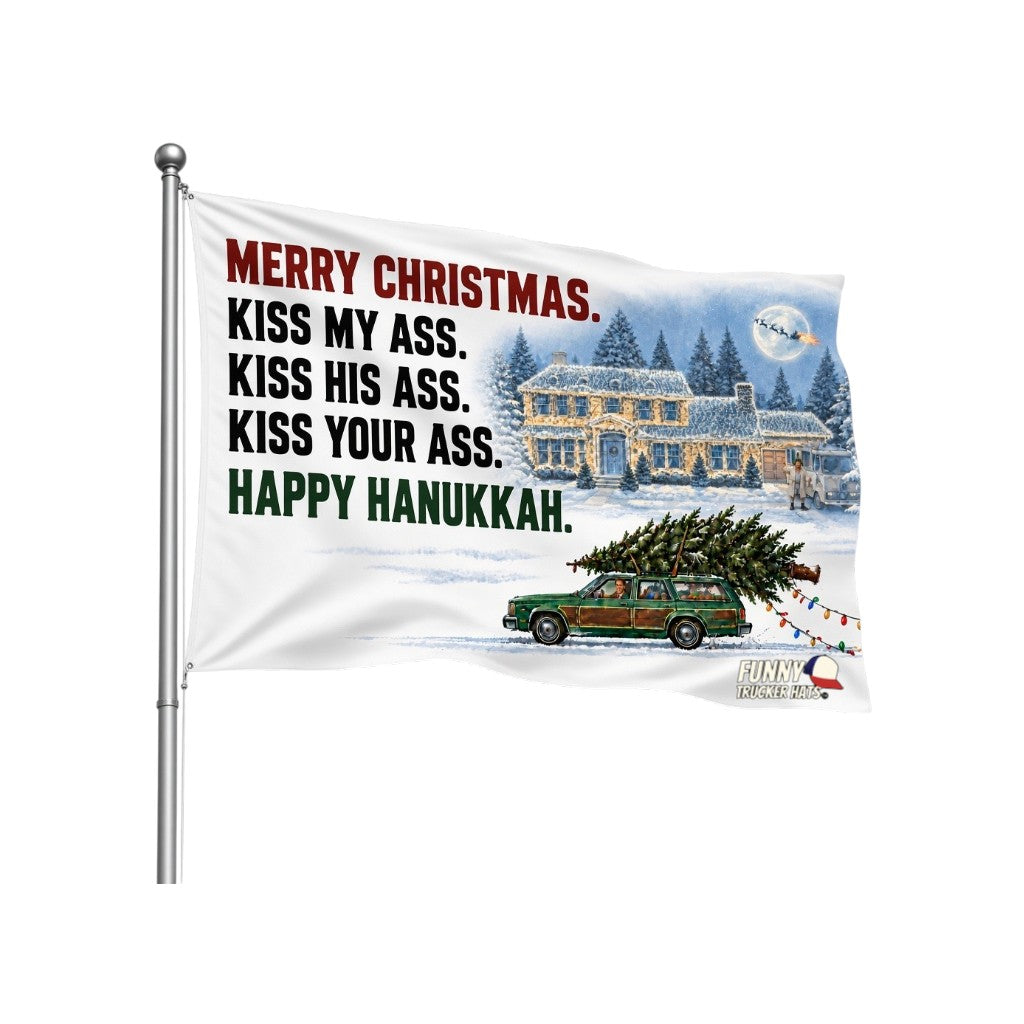 Merry Christmas Kiss My Ass Funny Christmas Flag – 3x5 Ft