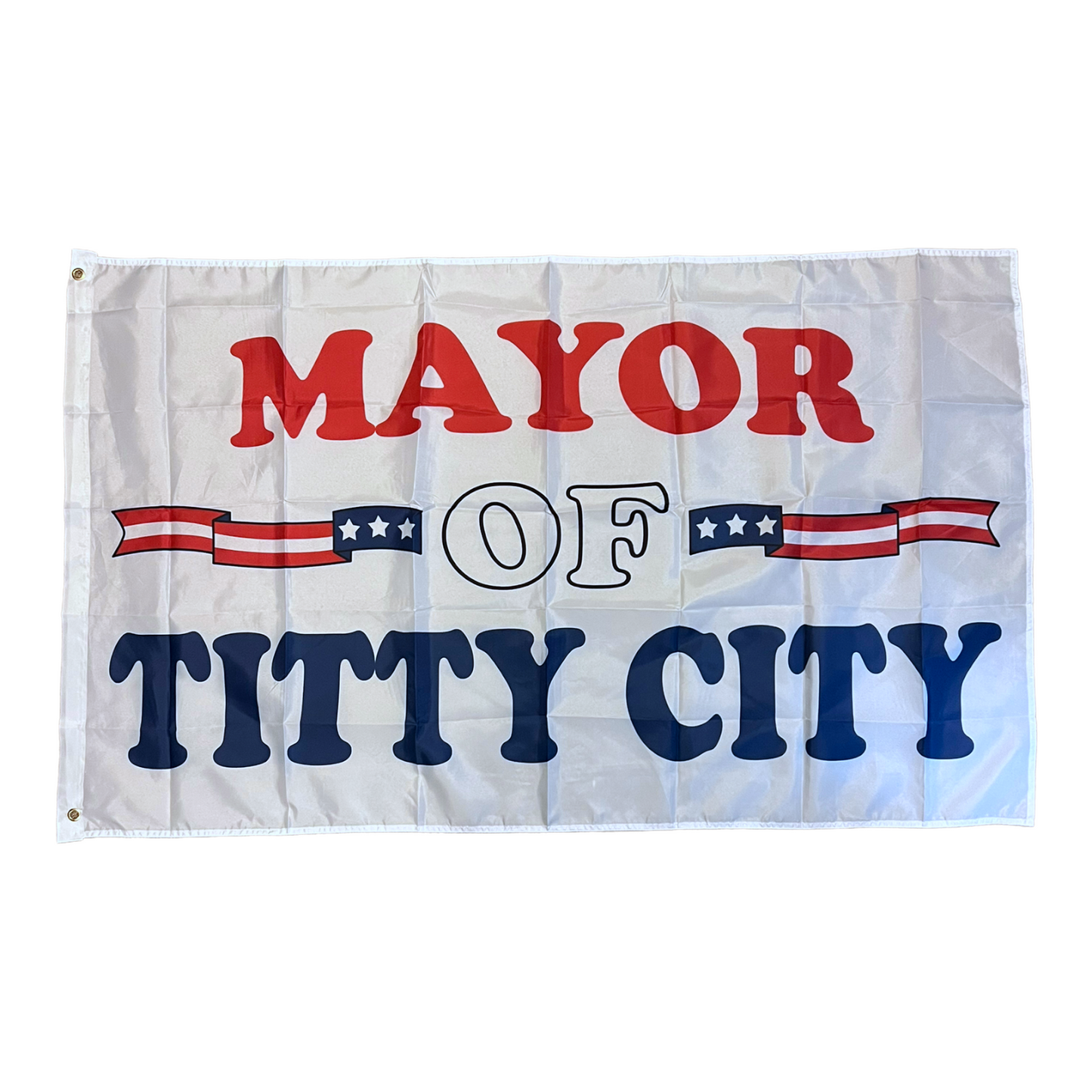 Mayor Of Titty City Flag 3x5 Wall Decor Banner Red/White/Blue #2