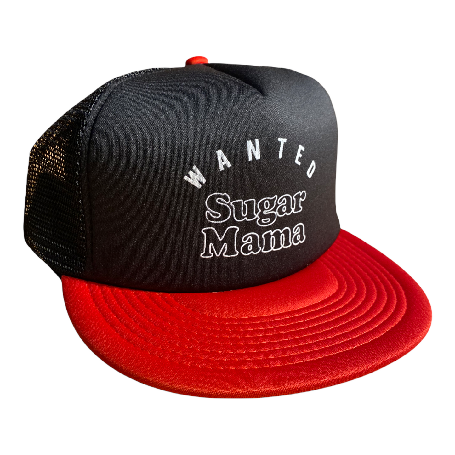 Sugar Mama Wanted Hat Trucker Hat Funny Trucker Hat Red/Black