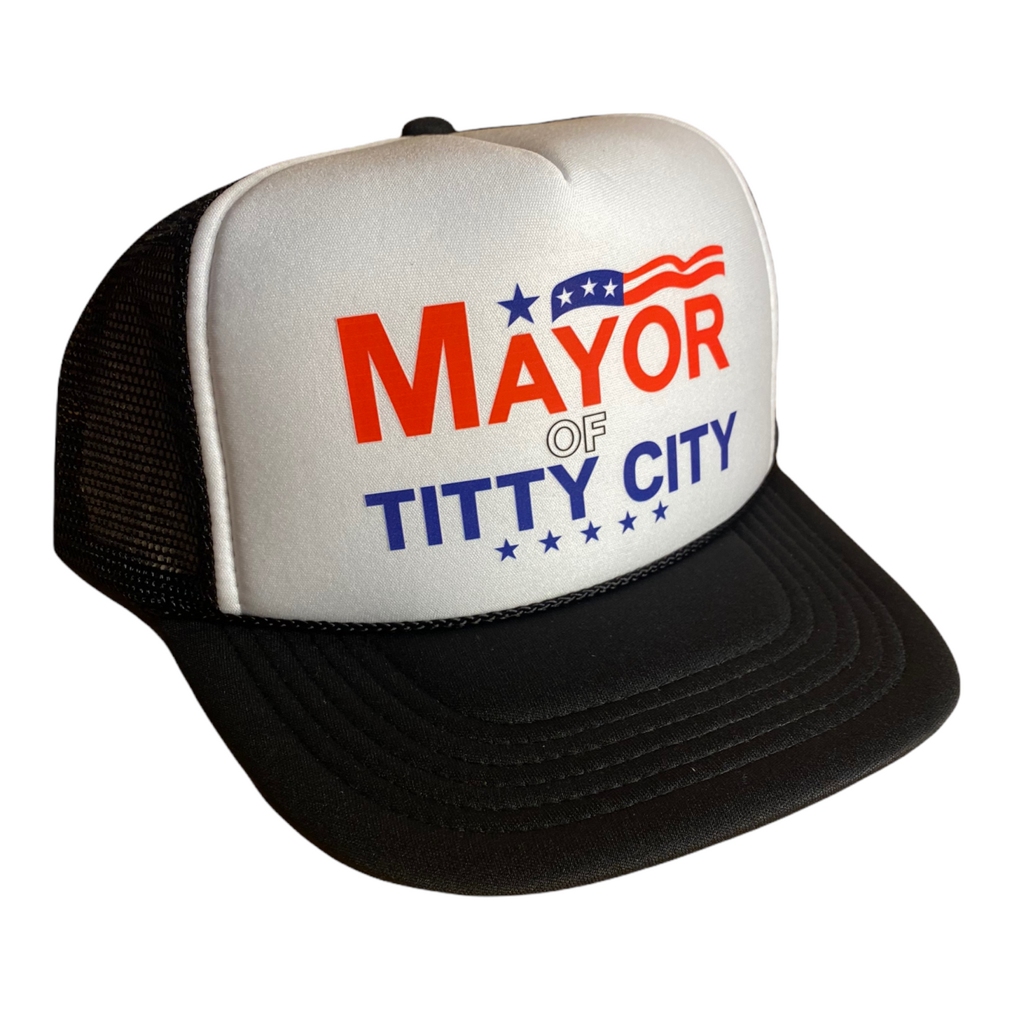 Mayor Of Titty City Trucker Hat Funny Trucker Hat Black/White