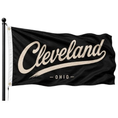 Cleveland Ohio Script Flag – Black & Cream Cleveland Flag – 12x18 or 3x5 FT