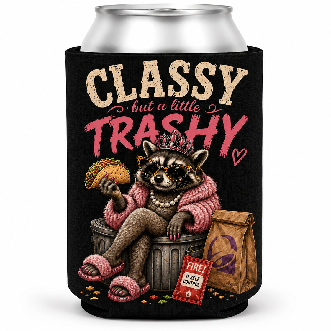 Classy But a Little Trashy Raccoon Drink Sleeve