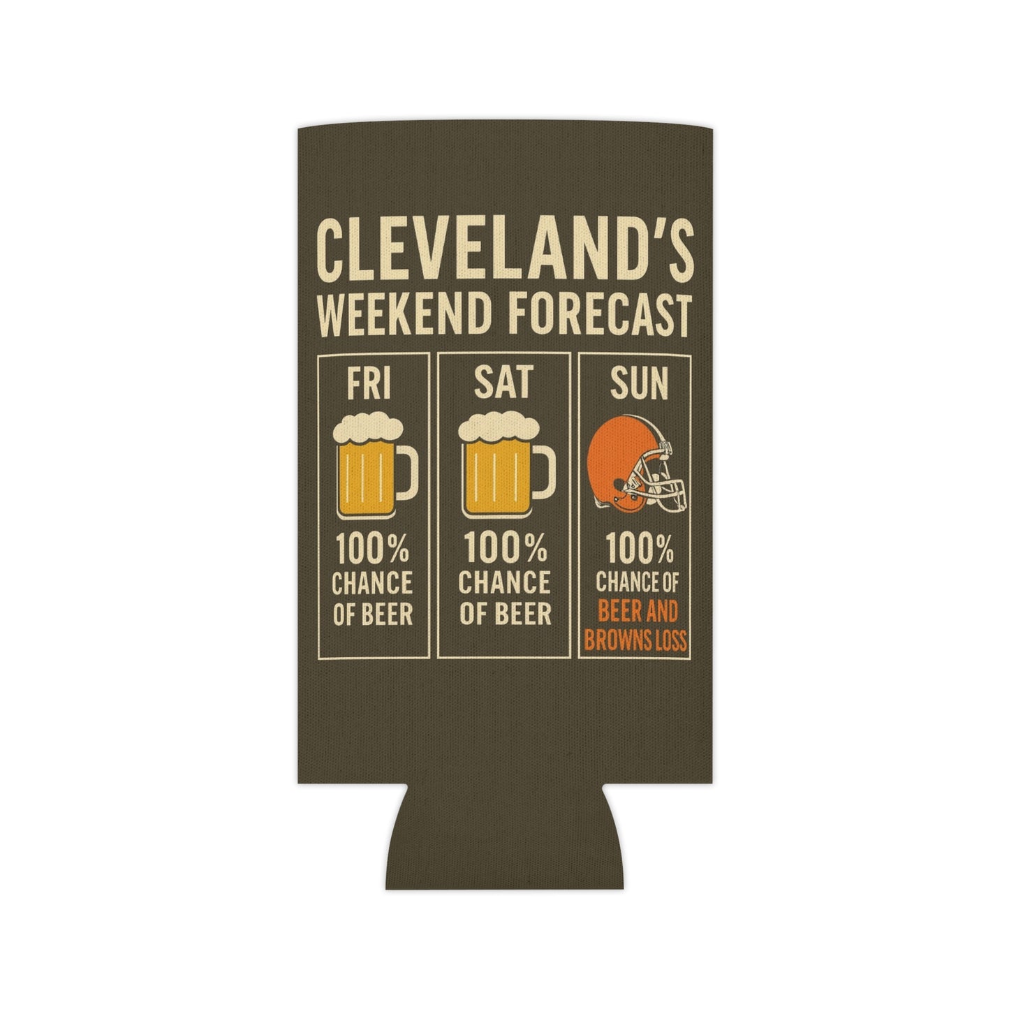 Cleveland's Weekend Forecast Beer Can Cooler Holder Sleeve