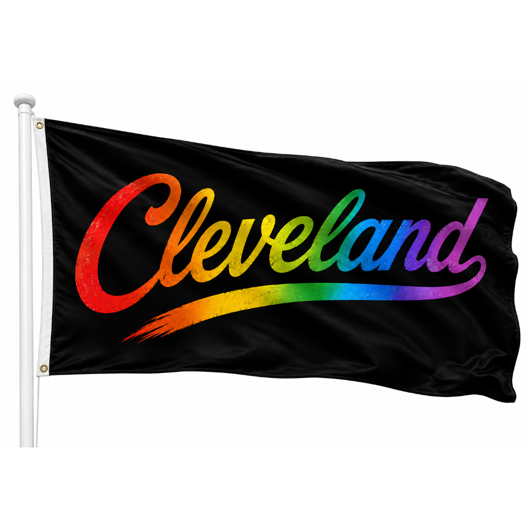 Cleveland Ohio Script Flag – Rainbow Cleveland Flag – 12x18 or 3x5 FT