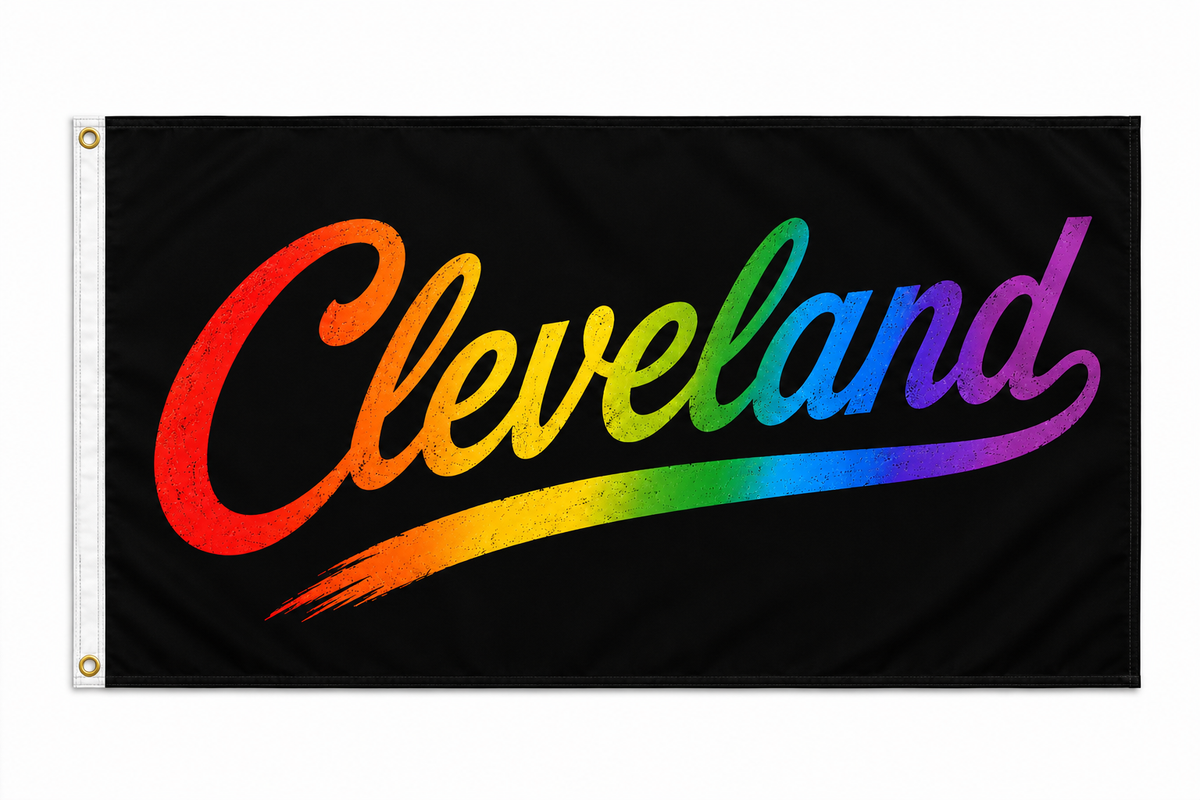 Cleveland Ohio Script Flag – Rainbow Cleveland Flag – 12x18 or 3x5 FT