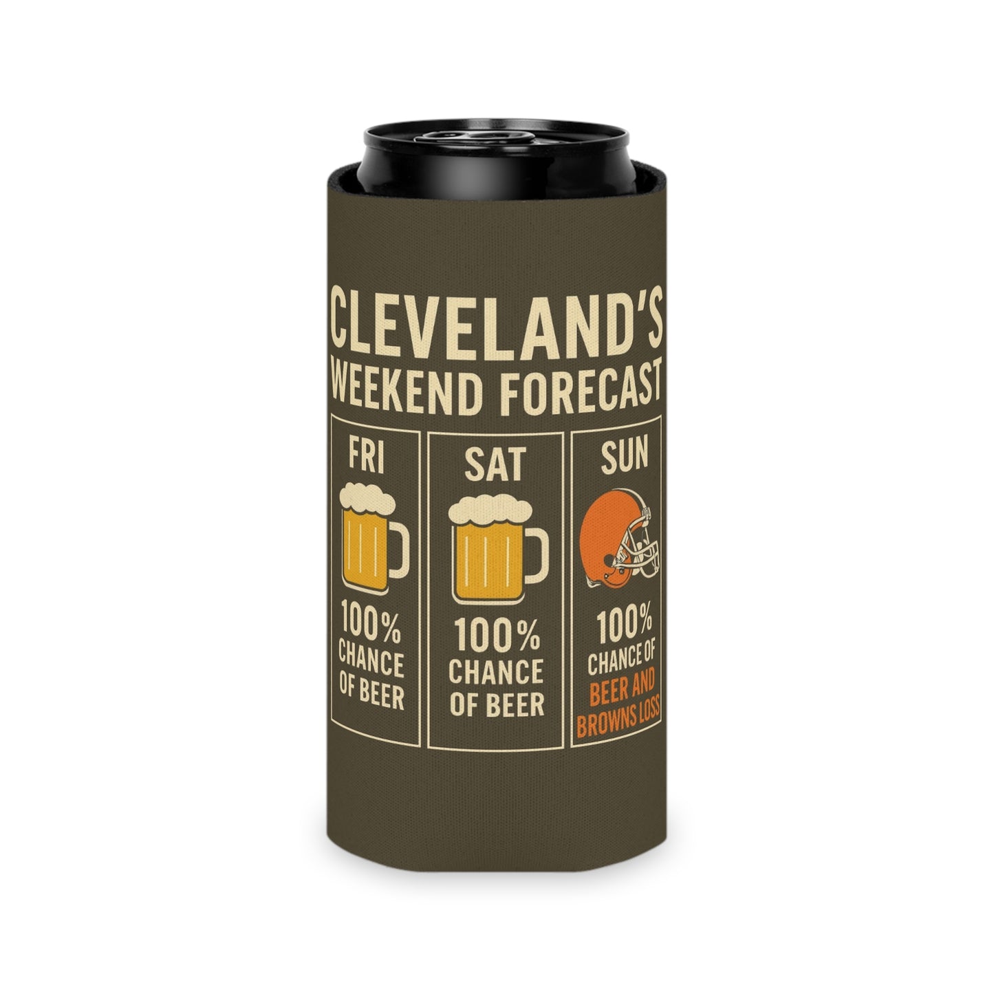Cleveland's Weekend Forecast Beer Can Cooler Holder Sleeve