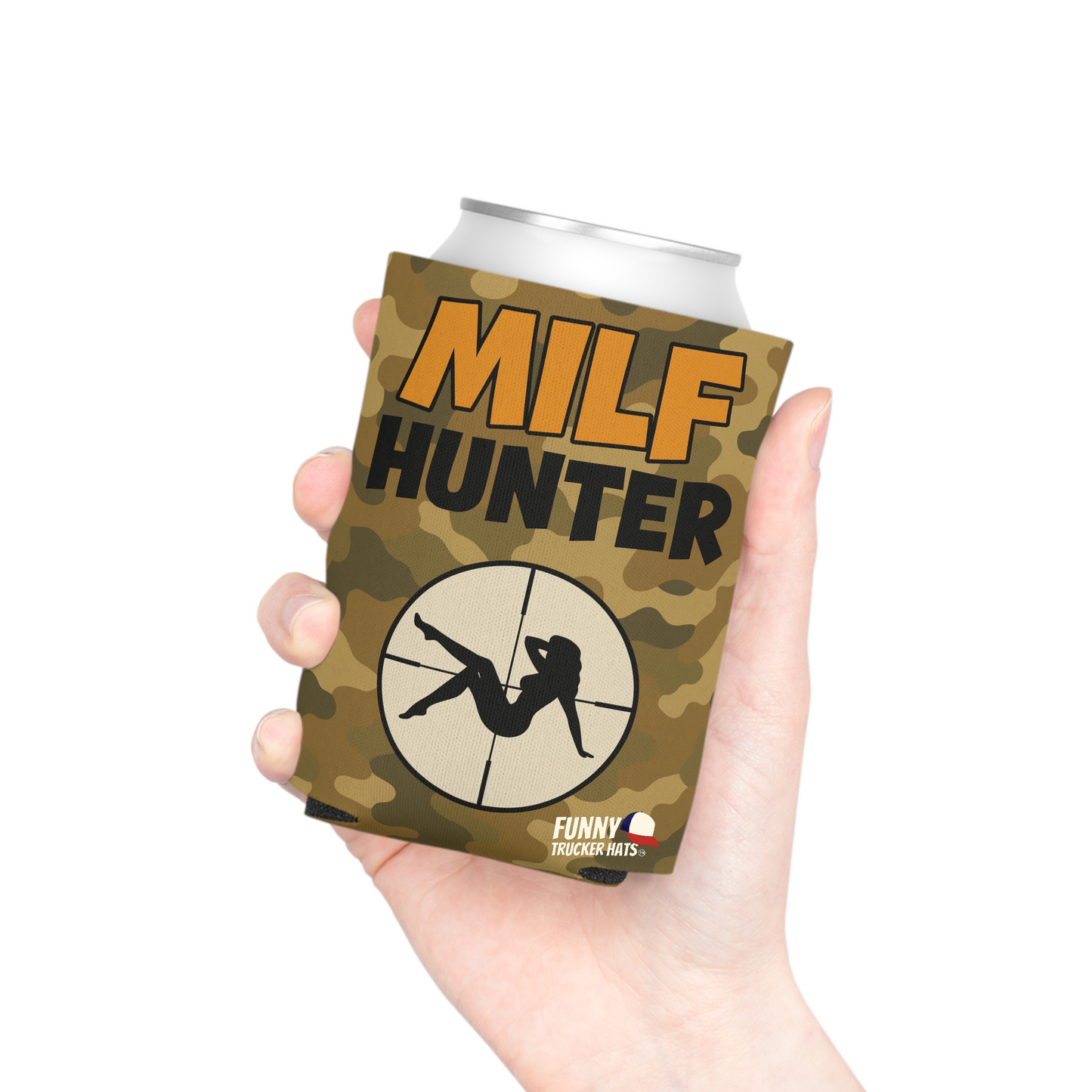 MILF HUNTER Beer Can Cooler Holder Sleeve Camouflage/Camo