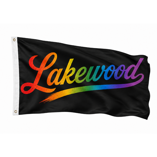 Lakewood Ohio Script Flag – Rainbow Lakewood Flag – 12x18 or 3x5 FT