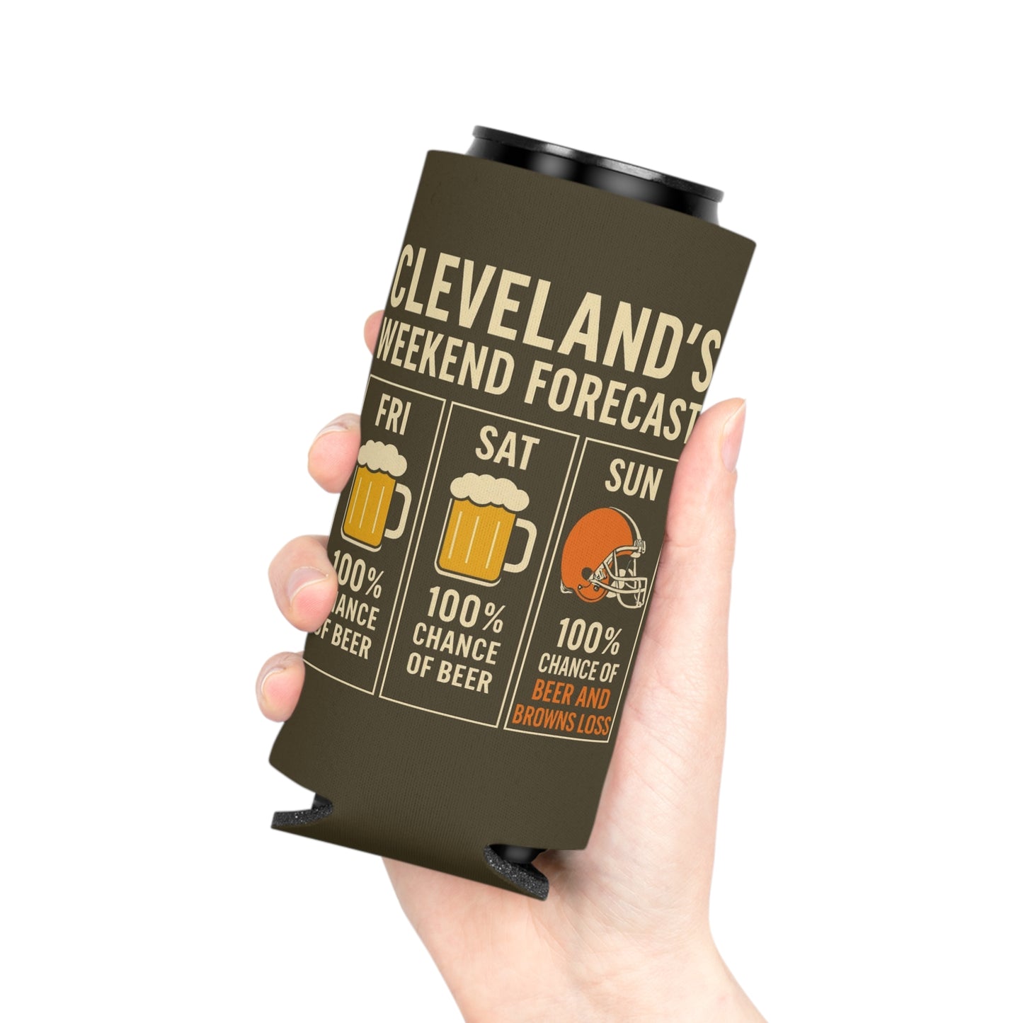 Cleveland's Weekend Forecast Beer Can Cooler Holder Sleeve