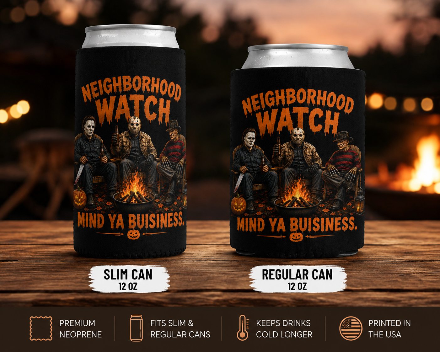 Neighborhood Watch Halloween Can Cooler