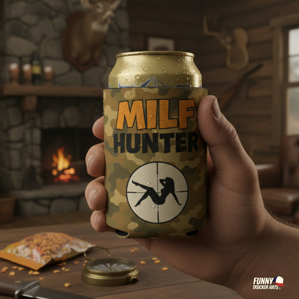 MILF HUNTER Beer Can Cooler Holder Sleeve Camouflage/Camo